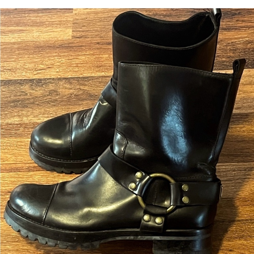 Dolce & Gabbana Made in Italy Black Leather Moto Boots Excellent Condition!